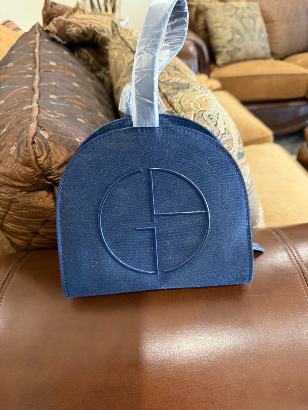 Giorgio Armani Beauty Blue Cosmetic Makeup Travel Case Zip Pouch New